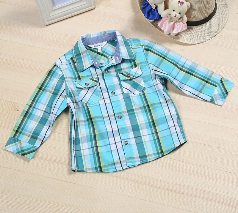2020 Одежда для мальчиков Детские рубашки в клетку с длинными рукавами