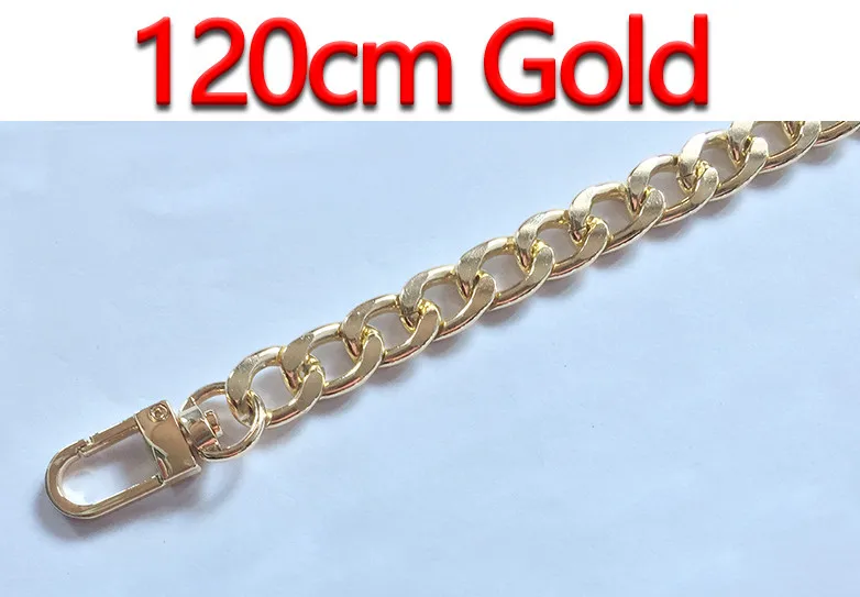 120cm Gold Ультра светильник Алюминиевые цепочки DIY золото, серебро, пистолет черный 12 мм сменный светильник на цепочке кошелек ремень, сумка ремни для маленькой сумочки - Цвет: 120cm Gold