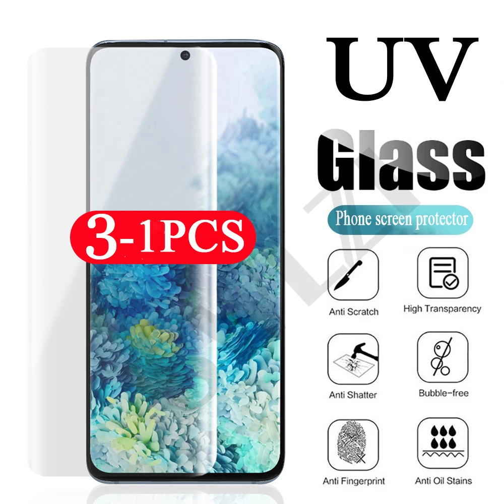 

3/2/1Pcs UV Glass screen protector for Samsung Galaxy note 20 10 pro s21 Ultra s20 s10 5G s9 s8 plus tempered glass phone film