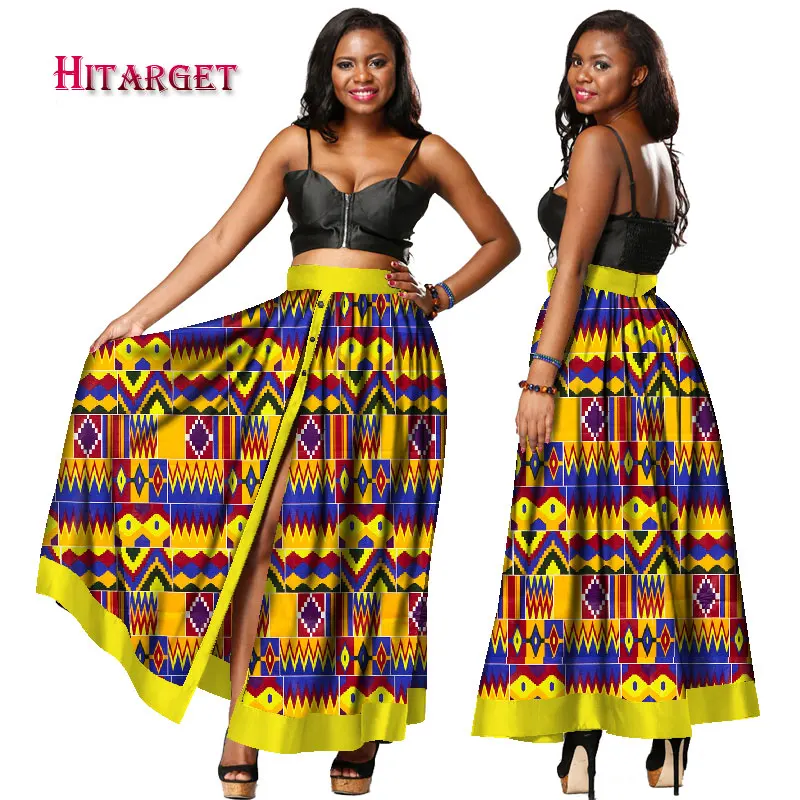 

2020 Fashion Women African Print Long Skirt Ankara Dashiki High Waist A Line Maxi Long Umbrella Ladies Skirt for Women WY1594