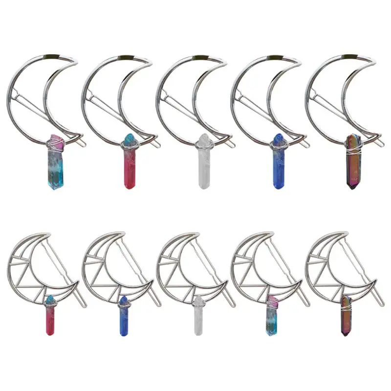 Винтажная заколка для волос в виде полумесяца искусственного кварца