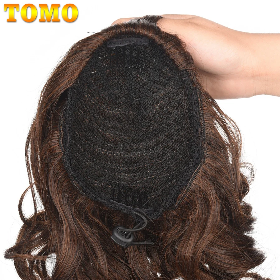 

TOMO Short Natural Wave Wrap Around Clip In Ponytail Hair Extension Heat Resistant Synthetic Pony Tail Fake Hair for Women