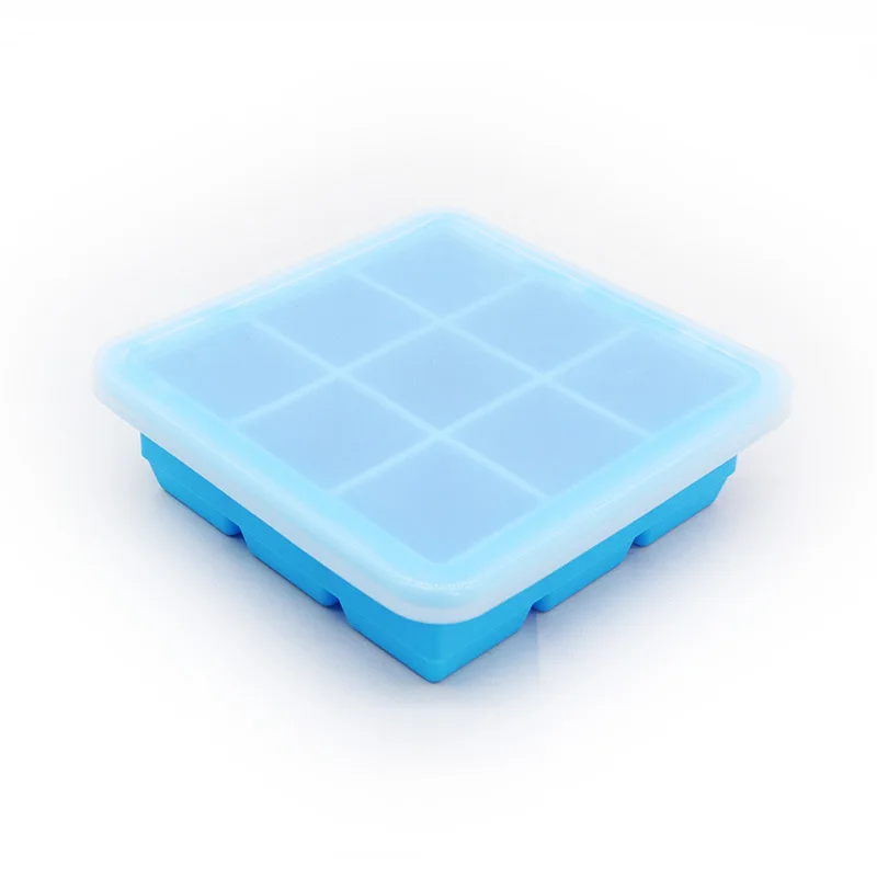 

Ice Cube Tray Ice Mold Square Ice Maker 9-Piece Silicone Ice Tray with Lid Food Grade Puree Cheese Jelly Mold Kitchen Gadgets