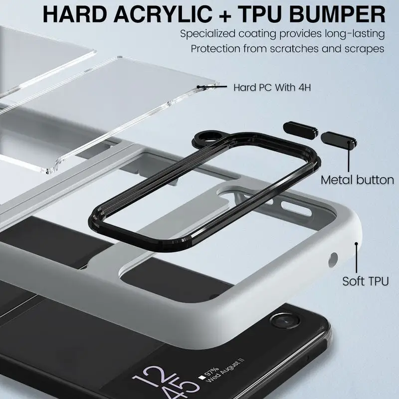 Акриловый жесткий чехол для Samsung Galaxy Z Flip 3 ПК панель Мягкий бампер из ТПУ