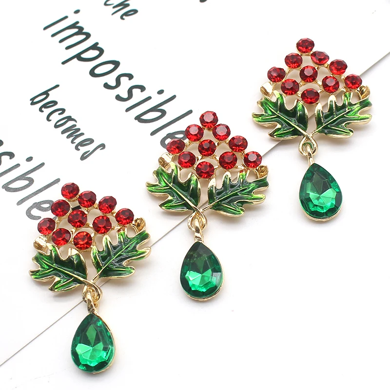 

YWXINXI 5Pcs new alloy rhinestone Christmas flat brooch, DIY handmade Christmas tree decoration Christmas hat accessories crafts