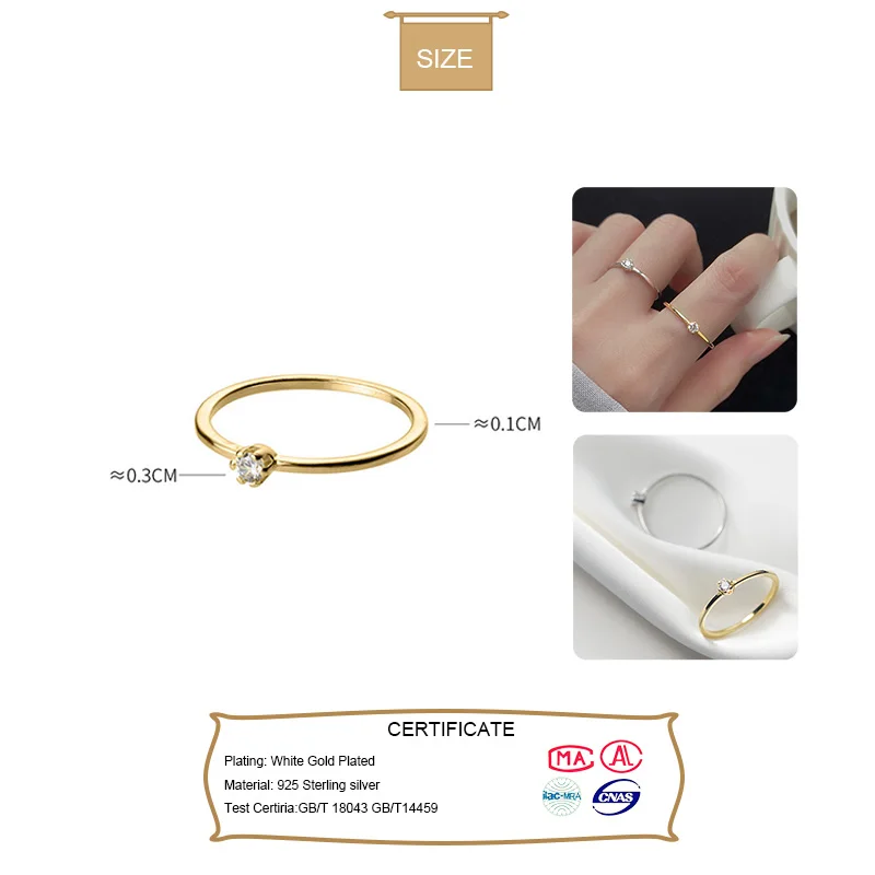 Trustdavis Genuine 925 Sterling Silver Simple Lovely Delicate Dazzling CZ Finger Ring For Women Gilr Jewelry DA975 | Украшения и