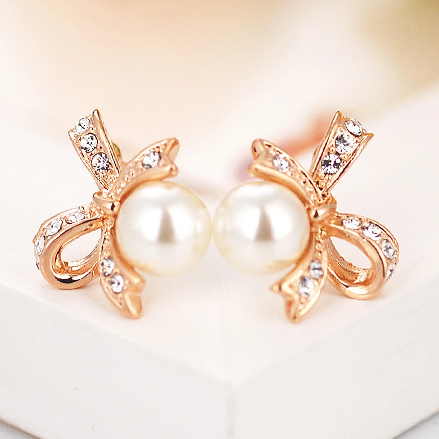 Серьги с рисунком в Корейском стиле бантом без отверстия для девочек