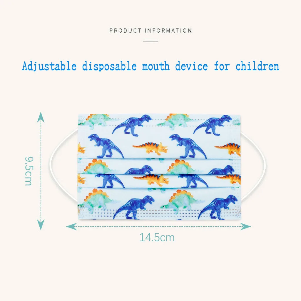 

50pc kids Children's mask Face Mask 3Ply Ear Loop mask Cartoon dinosaur print Explosion boy girl mask 50*