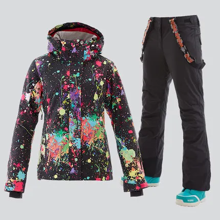 GSOU зимний женский лыжный костюм теплый куртка для сноуборда штаны зимняя