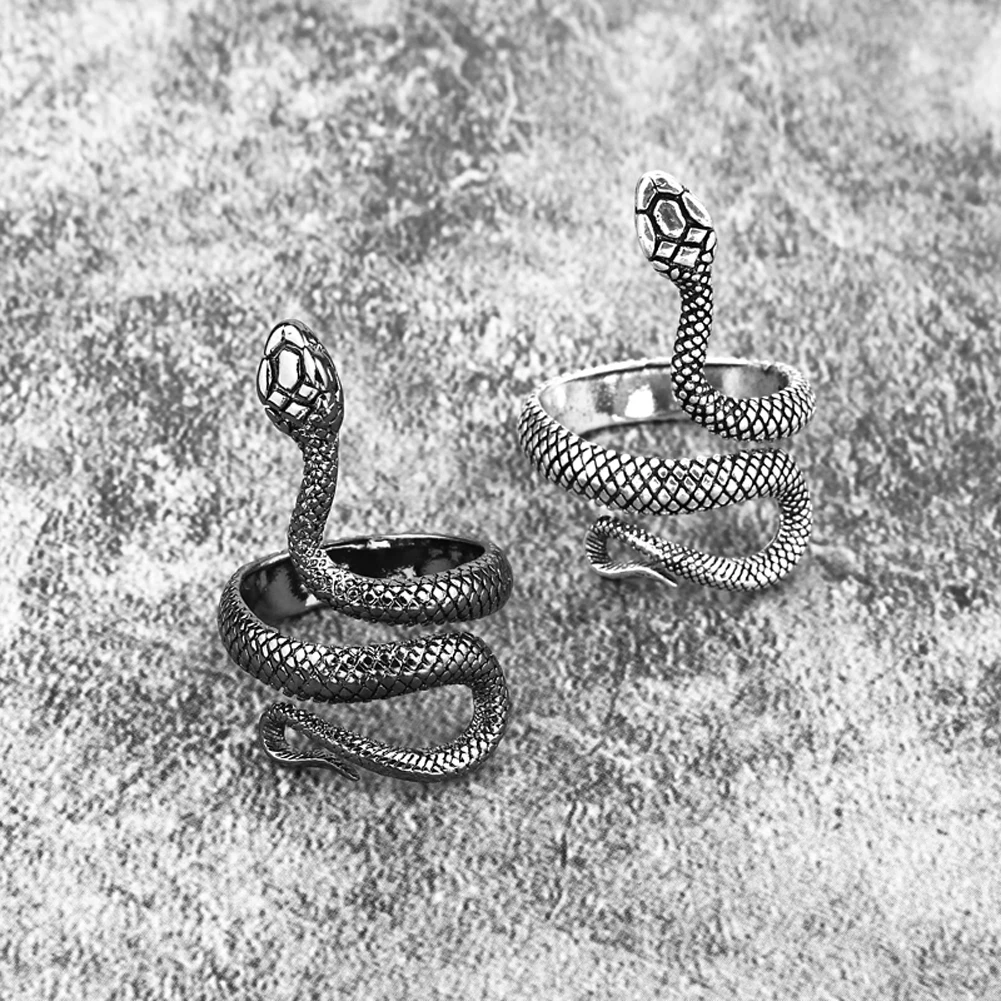 

European New Retro Punk Exaggerated Spirit Snake Ring Personality Stereoscopic Opening Adjustable Ring Jewelry halloween