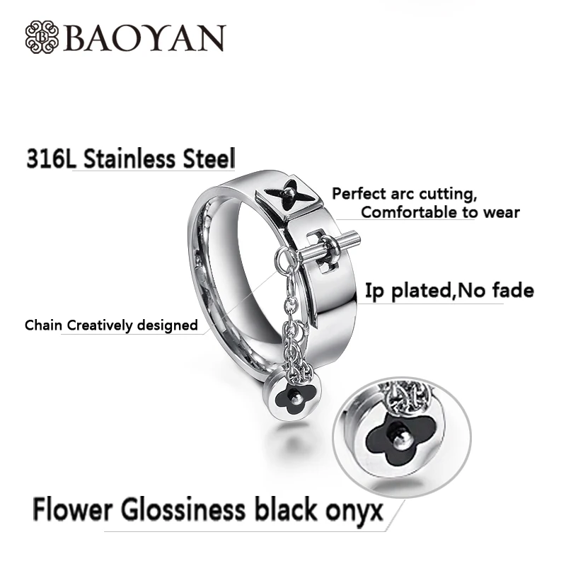 Женское кольцо с цветком клевера Baoyan обручальное в готическом стиле из