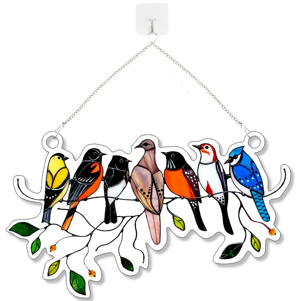 Многоцветные витражные очки птицы на проволоке панель для окон домашний