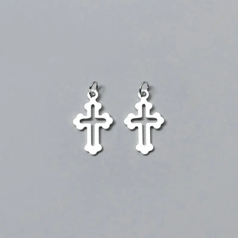4pcs 925 Sterling Silver Hollow Cross Charm Pendant for Diy Bracelet Necklace Making Fine Jewelry Finding | Украшения и