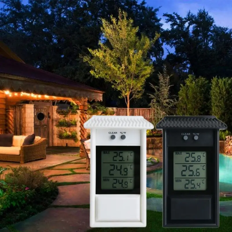 

Waterproof Thermometer GreenHouse Max Min Temperature Meter with Hook Hole -20~50C C/F Switch