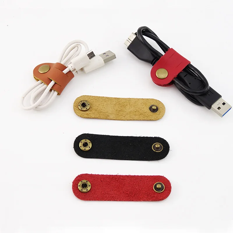 Кожаный Кабельный органайзер держатель для наушников защита кабеля мыши