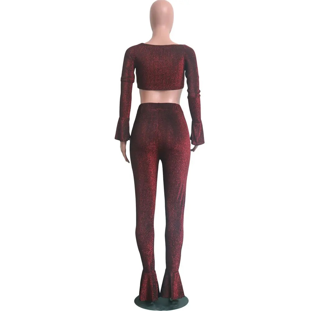 Весенний сексуальный костюм из 2 предметов с блестящей проволокой укороченный