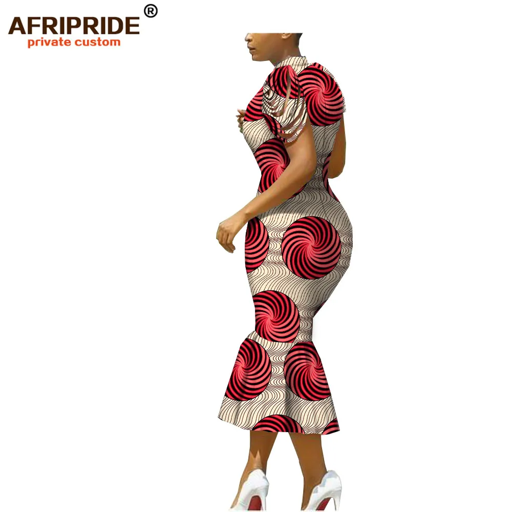 Afripride, африканские платья для женщин, сделанные на заказ, открытые рукава, длина до середины икры, женское Хлопковое платье-труба A1825099 - Цвет: 330X