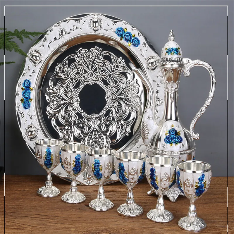 Набор стаканчиков для вина чашка ликера с флагоном и подносом 8 шт. в наборе