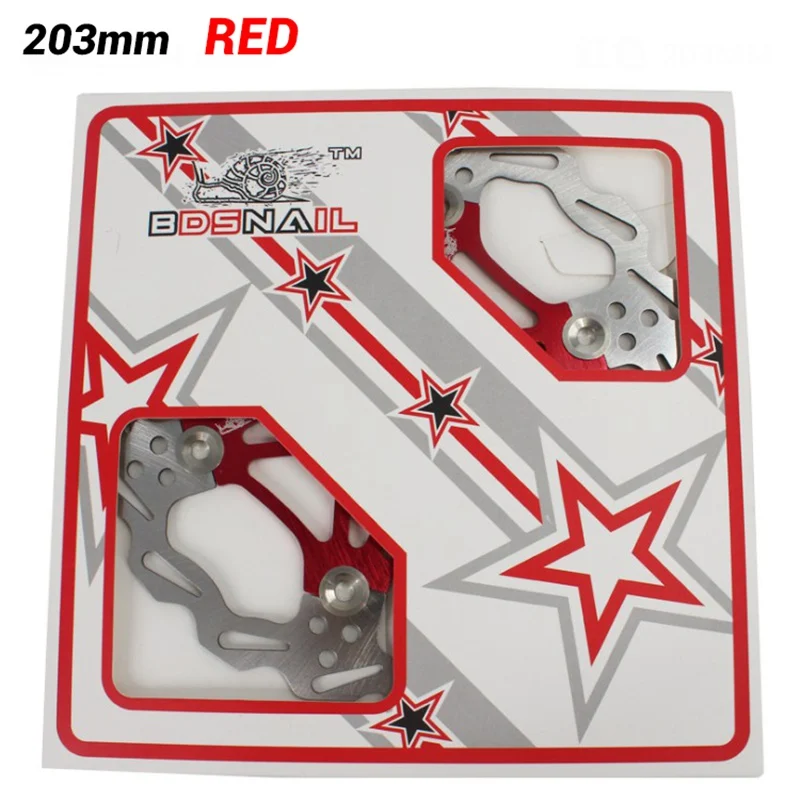 203mm Red Нержавеющая AL7075 шесть отверстий дорожный тормоз для велосипеда MTB ротор части велосипеда аксессуары 160 180 203 мм тепловыделение ротор дискового тормоза - Цвет: 203mm Red