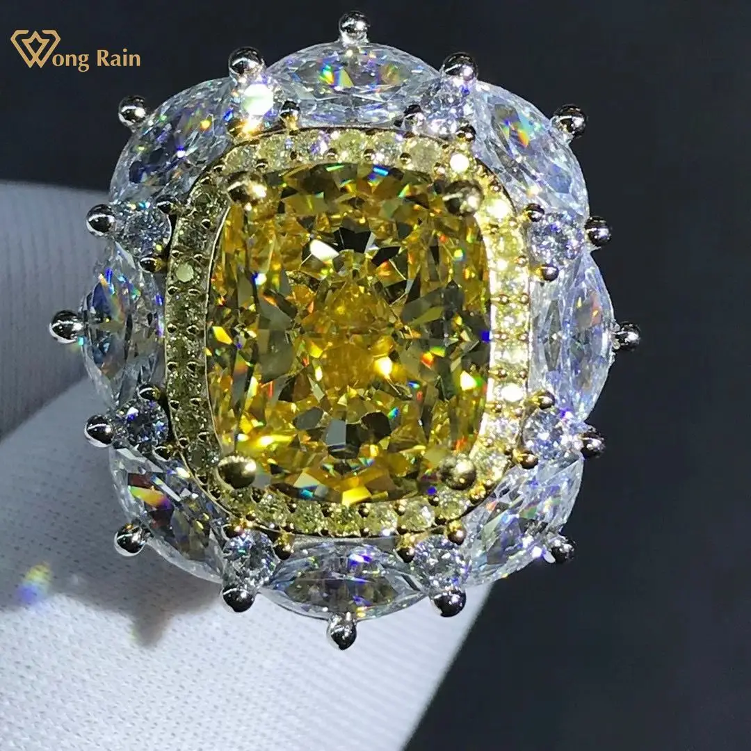 

Wong Rain 925 Sterling Silver VVS 3EX 6 CT Raidiant Created Moissanite Gemstone Engagement Wedding Rings Fine Jewelry Wholesale
