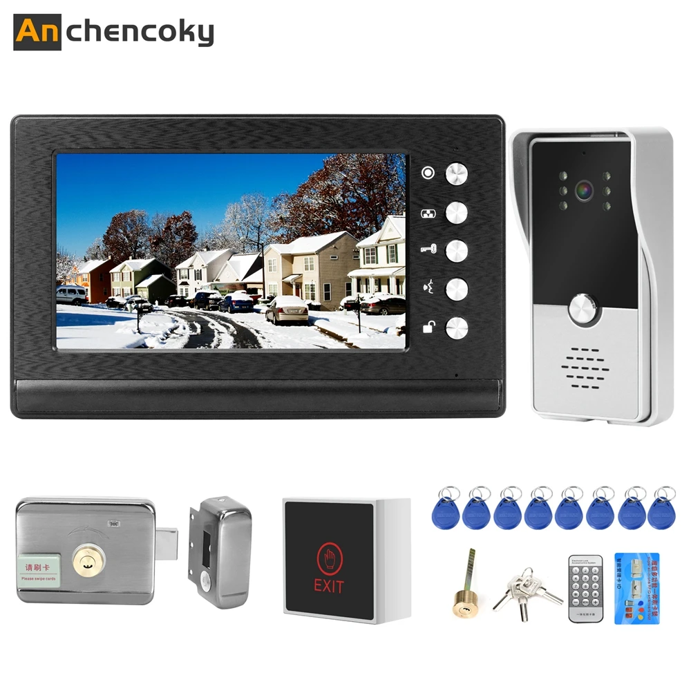 Video Intercom With Lock 7 inch Video Door Phone For Home 1000TVL Doorbell Camera Monitor Remote Unlock Wired Intercom System