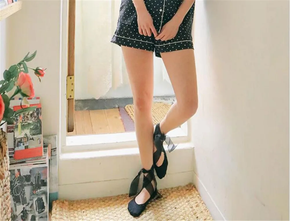 Шикарные женские носки на шнуровке с лентами. Женские Балетные танцевальные