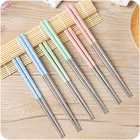 Палочки для еды, из нержавеющей стали, с лазерной гравировкой, портативные, многоразовые, 1 пара