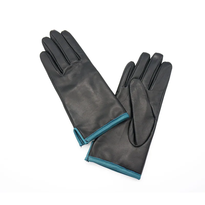 Овчина женские кожаные перчатки - Color: black