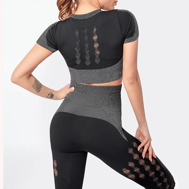 

Sports Fitness Suit Two Piece Navel Top High Waist Tight Pants Gym Clothing Fitness Clothing Yoga Set