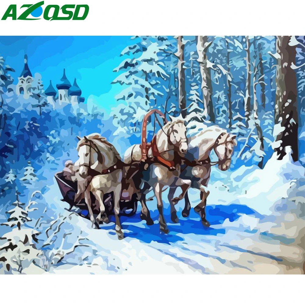 Раскраска маслом по номерам AZQSD для взрослых домашний декор сделай сам