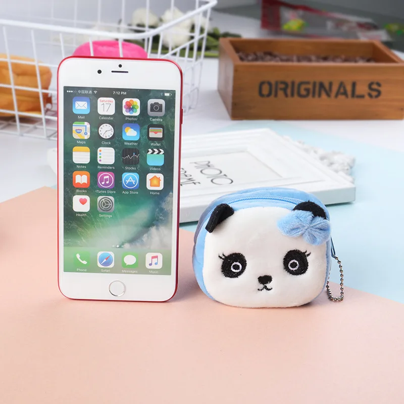 

Soft Plush Panda Rabbit Duck Frog Cartoon Women Mini Purse Cute Oval Zipper Girl Small Coin Bag Wallet USB Cable Headset Bag