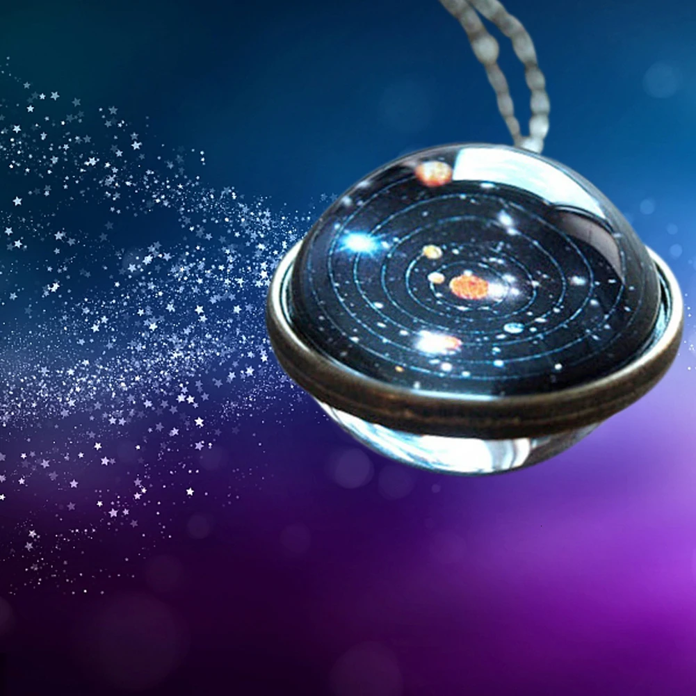 Ожерелье с солнечной системой ожерелье кулоном в виде планеты Galaxy S двустороннее
