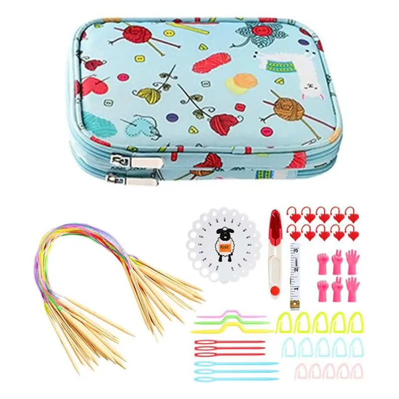 

60cm Circular Knitting Needles Set Scissors Measure Ruler DIY Yarn Craft Weave