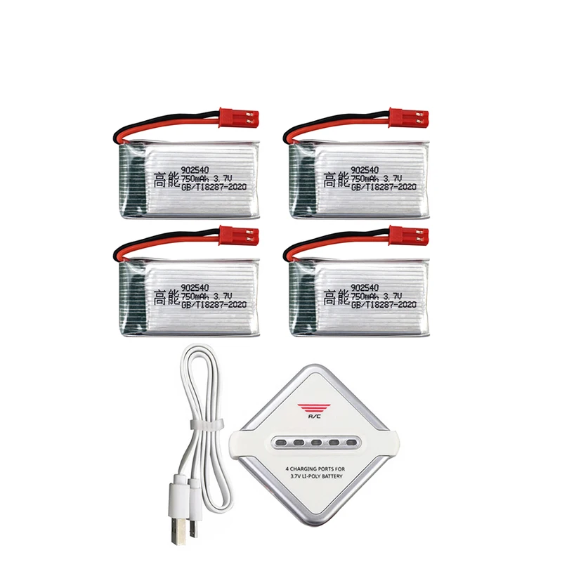 

3.7V 750mAh Battery USB Charging Wire 4in1 Charger Set for MJX X400 X400W X500 X800 X300 X300C Drone RC Quadcopter