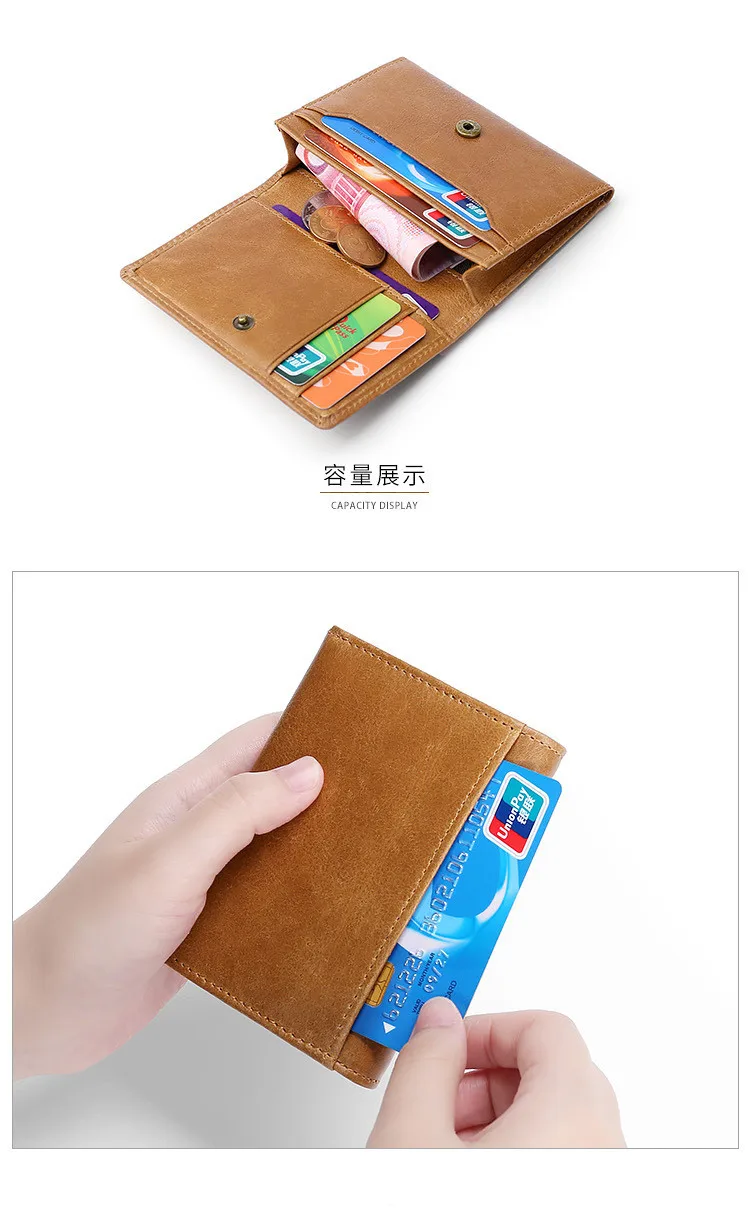 Маленькая Модная брендовая сумка из воловьей кожи RFID для карт, кошелек для женщин, для женщин, клатч, мужской женский кошелек-зажим для денег, кошелек