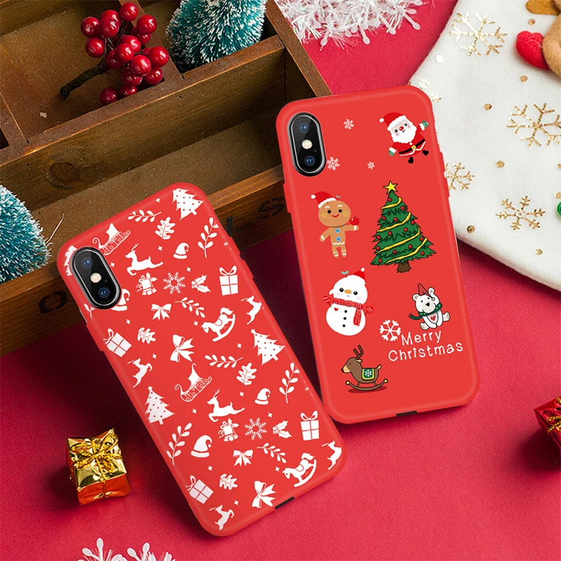 Новогодний чехол для телефона iPhone 11 Pro Max 2019 из ТПУ X XS XR 7 8 6S 6 Plus с рождественским