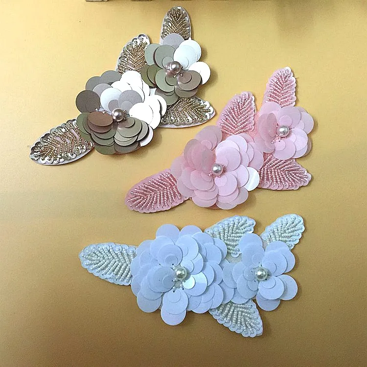 10 шт. красная золотая роза 3D вышивка бисером блестки цветы нашивка одежда