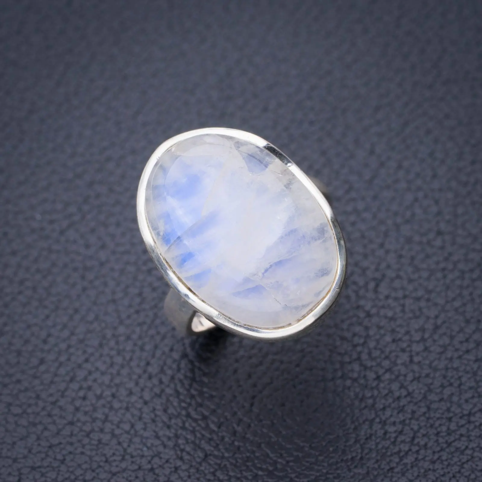 

StarGems натуральный цвет радуги лунный камень ручной работы 925 пробы Серебряное кольцо 4,75 D8611