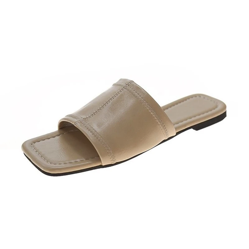 

Rubber Flip Flops Female Shoes Ladies' Slippers Luxury Slides Square Toe Hawaiian 2021 Designer Soft Flat Summer Rome Basic Conc