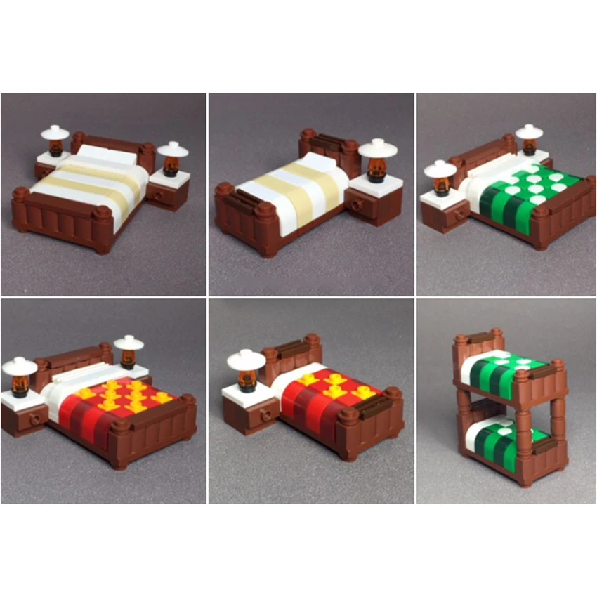 Конструктор совместимый с кроватью городским домом сценами комнаты блоками