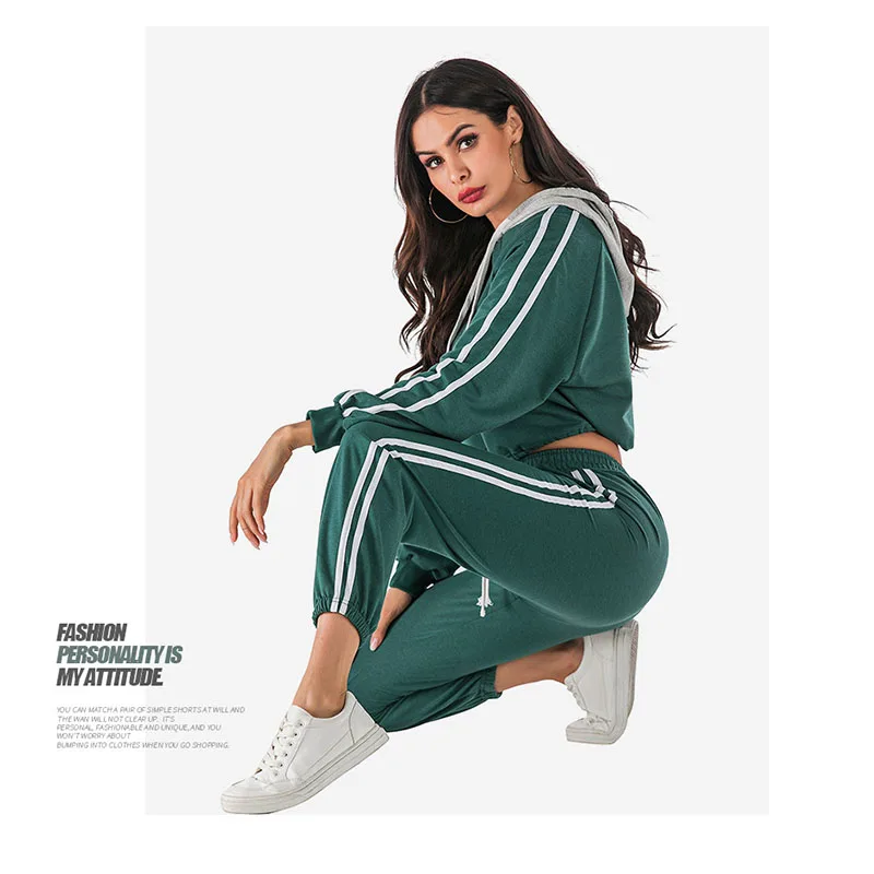 Новинка Женский комплект 2 шт. толстовки с капюшоном штаны одежды теплая новейшая