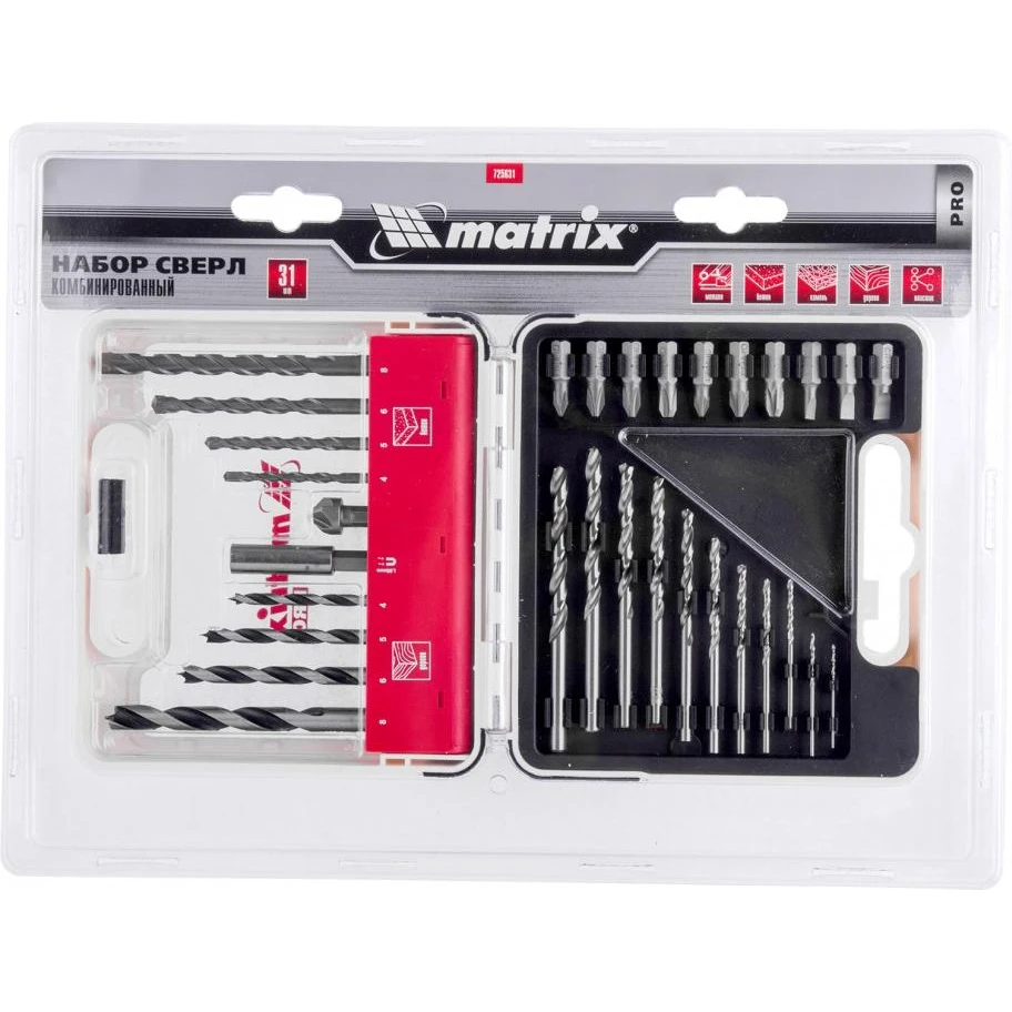 Набор сверл комбинированный MATRIX 725631 (ударопрочный кейс 31 предмет по бетону