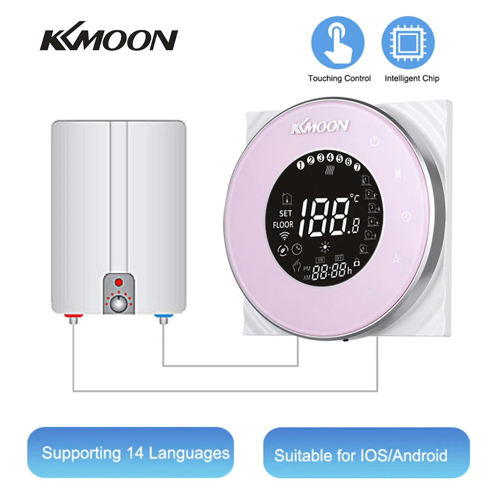 KKmoon, умный цифровой водно-газовый котел, термостат, Wi-Fi, голосовое управление, сенсорный ЖК-дисплей, комнатный контроль температуры