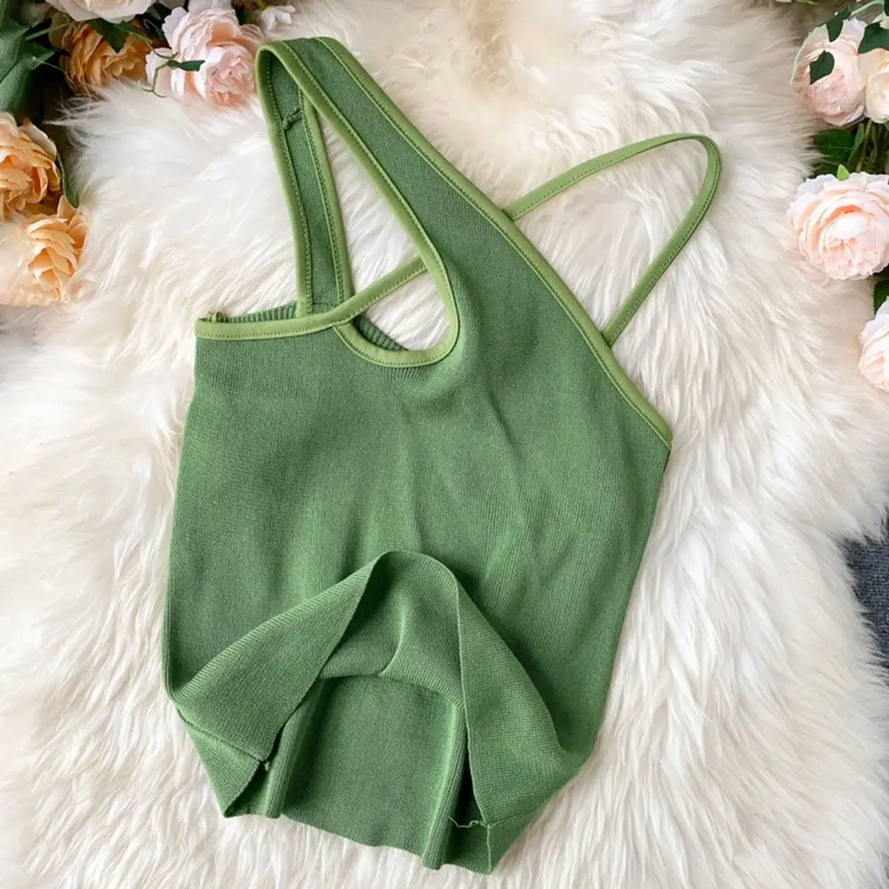 

Female Sexy Cross Camis Slim Camisole Summer Hollow Out Streetwear Sleeveless Crop Top Solid Color Cotton Basic Women Camisole