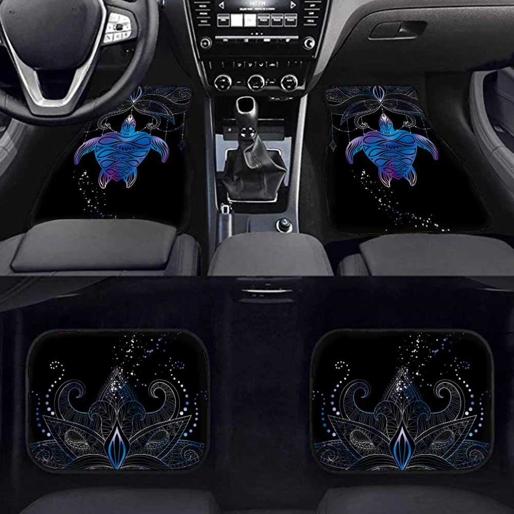 

INSTANTARTS Car Accessories Car Floor Mat Polynesian Turtles Non Slip Car Floor Mats for Car All Weather Durable 4pcs Carpet Rug