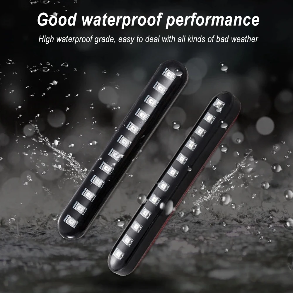 

2PCS LED Turn Signals Strip Motorcycle Flowing Water Tail Brake Lights 12 LED 3528SMD License Plate Light Blinker Stop Flicker