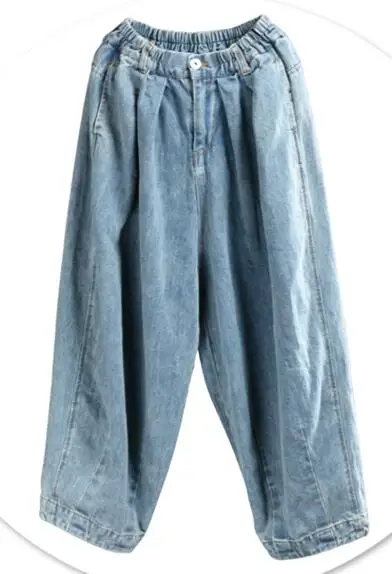 light blue Крестообразные широкие брюки, свободные прямые мешковатые промежности с карманами, эластичный пояс, уличная одежда, шаровары в стиле хип-хоп, джинсовые штаны, женские джинсы размера плюс, повседневные - Цвет: light blue