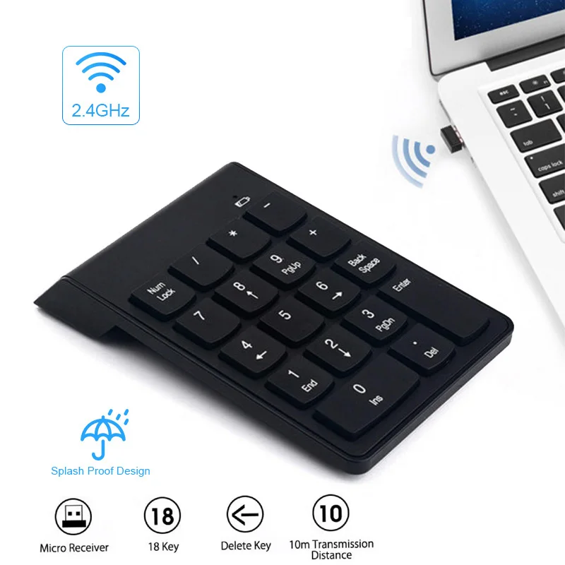 

BELKA Mini Wireless Numeric Keypad 2.4GHz Numpad 18 Keys Digital Keyboard for Accounting Teller Laptop Notebook Tablets