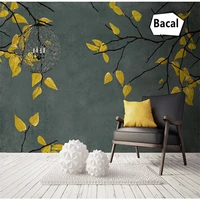 early autumn branches and leaves creative hand painted large murals bedroom tv background wall custom art wallpaper decoration