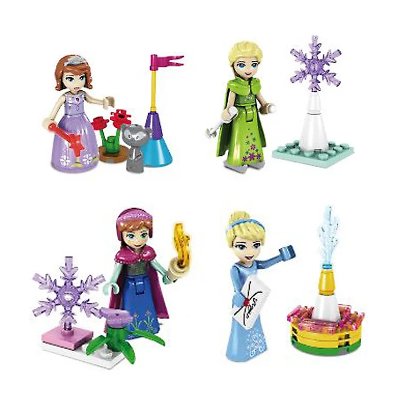 Sy686 8 шт./компл. куклы для девочек фигурки Эльза Принцесса строительные блоки